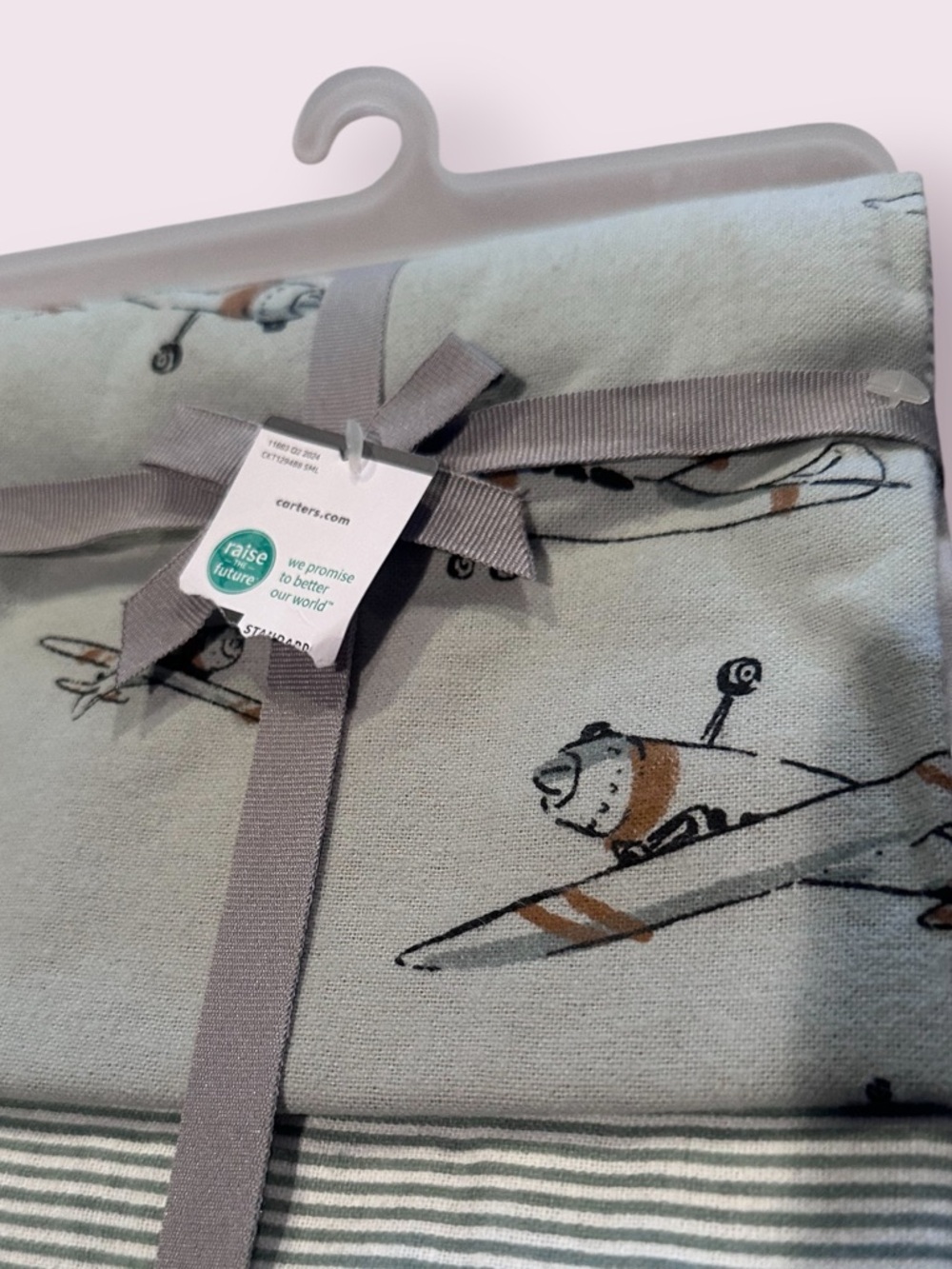 NWT Carter's Airplane Automobile Striped Print Baby Receiving Blanket Set - Picture 3 of 6